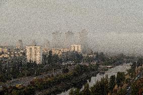 Fog in Kyiv in morning