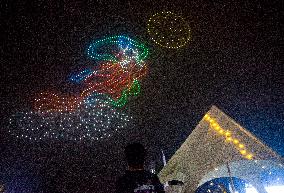 A Drone Light Show Celebrates The Mid-Autumn Festival in Nanjing