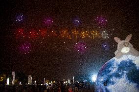 A Drone Light Show Celebrates The Mid-Autumn Festival in Nanjing