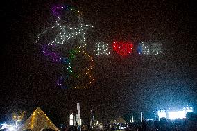 A Drone Light Show Celebrates The Mid-Autumn Festival in Nanjing