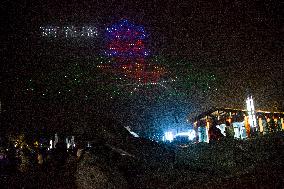 A Drone Light Show Celebrates The Mid-Autumn Festival in Nanjing