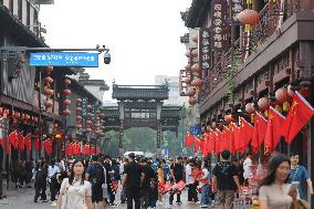 Tourists Walk in The Confucius Temple Scenic Area in Nanjing