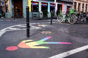 Rainbow Pedestrian Crossing Sign
