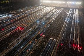 Nanjing South Bullet Train Station Parking Line Bullet Trains