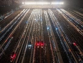 Nanjing South Bullet Train Station Parking Line Bullet Trains