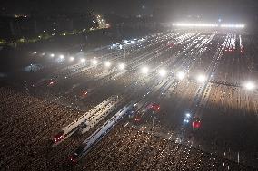 Nanjing South Bullet Train Station Parking Line Bullet Trains