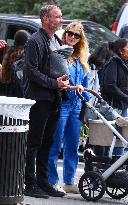 Liev Schreiber Carries Newborn Daughter In A Sling - NYC