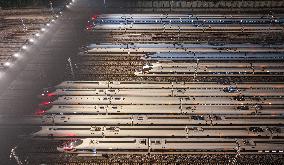 Nanjing South Bullet Train Station Parking Line Bullet Trains