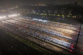 Nanjing South Bullet Train Station Parking Line Bullet Trains