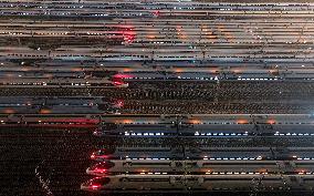 Nanjing South Bullet Train Station Parking Line Bullet Trains