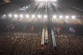 Nanjing South Bullet Train Station Parking Line Bullet Trains