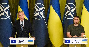 Ukrainian President and NATO Secretary General meet press in Kyiv