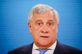 ''Federal Foreign Minister Baerbock and Antonio Tajani Hold Press Conference In Berlin