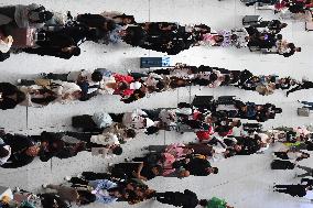 Tourists Line Up at Changchun Railway Station in Changchun