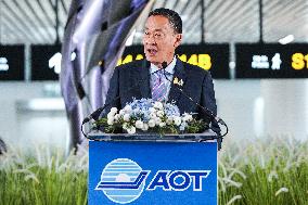 Opening Ceremony New SAT-1 Satellite Terminal At Thailand's Suvarnabhumi Airport.