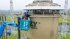 Construction Workers Overhaul Inspection Converter Station Equipment in Huai 'an