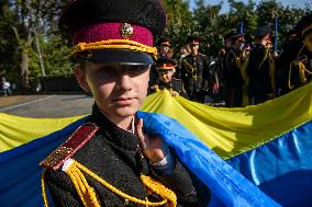 Presentation Of Jubilee Pagons To 82 Student-cadets In Front Of The Monument To Volodymyr The Great In Kyiv, Ukraine