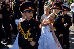 Presentation Of Jubilee Pagons To 82 Student-cadets In Front Of The Monument To Volodymyr The Great In Kyiv, Ukraine