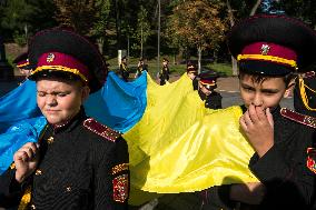 Presentation Of Jubilee Pagons To 82 Student-cadets In Front Of The Monument To Volodymyr The Great In Kyiv, Ukraine