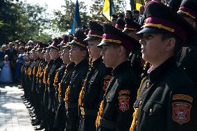 Presentation Of Jubilee Pagons To 82 Student-cadets In Front Of The Monument To Volodymyr The Great In Kyiv, Ukraine