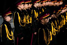 Presentation Of Jubilee Pagons To 82 Student-cadets In Front Of The Monument To Volodymyr The Great In Kyiv, Ukraine