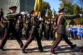 Presentation Of Jubilee Pagons To 82 Student-cadets In Front Of The Monument To Volodymyr The Great In Kyiv, Ukraine