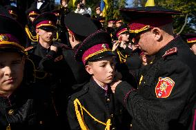 Presentation Of Jubilee Pagons To 82 Student-cadets In Front Of The Monument To Volodymyr The Great In Kyiv, Ukraine