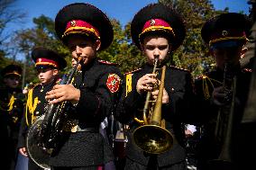 Presentation Of Jubilee Pagons To 82 Student-cadets In Front Of The Monument To Volodymyr The Great In Kyiv, Ukraine