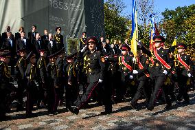 Presentation Of Jubilee Pagons To 82 Student-cadets In Front Of The Monument To Volodymyr The Great In Kyiv, Ukraine