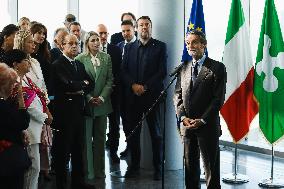 The Ceremony Of Naming Silvio Berlusconi Of The Belvedere Of The 39th Floor Of Palazzo Lombardia