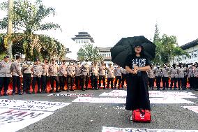 Students Demonstrate In Front Of Gedung Sate Bandung Indonesia