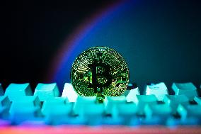 Crypto Coins Stock Photos (Bitcoin, Ethereum, Dogecoin)