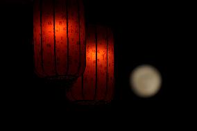 Antique Lantern and The Moon