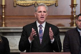 Speaker McCarthy Hold A Border Crisis And Shutdown Gov. During A Press Conference