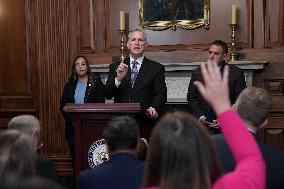 Speaker McCarthy Hold A Border Crisis And Shutdown Gov. During A Press Conference