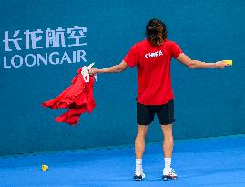 The 19th Asian Games Hangzhou 2022 Men's Singles Final Tennis Match Between Zhizhen Zhang Of China And  Yosuke Watanuki  Of Japa