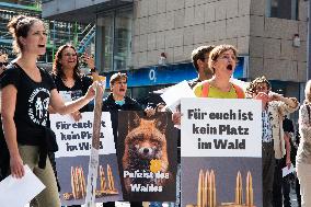 Protest Against Hobby Hunting Fox In Duesseldorf