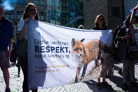 Protest Against Hobby Hunting Fox In Duesseldorf