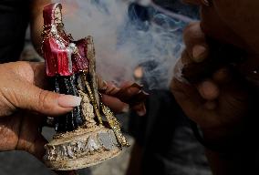 Followers Of Santa Muerte In Mexico Visit Her Temple In Tepito