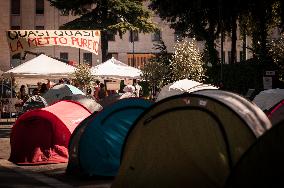Students Camp In Tents At Sapienza University Against High Rents