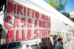 Students Camp In Tents At Sapienza University Against High Rents