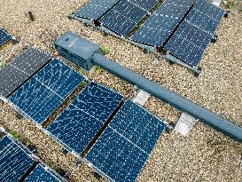 Solar Panels On The Roofs Of New Homes Under Construction - Utrecht