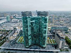 Solar Panels On The Roofs Of New Homes Under Construction - Utrecht