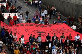 March To Commemorate 55 Years Of The Tlatelolco Massacre