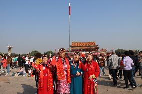 Tourists Flock To The Tian 'anmen Square in Beijing