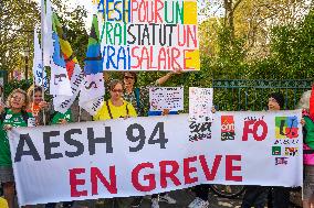 AESH Demonstration In Paris