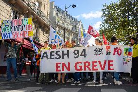 AESH Demonstration In Paris