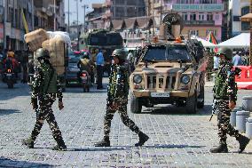 Paramilitary Soldie Women Guard During  Bike Rally