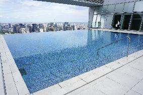 Pool on 49th floor of new building in Tokyo