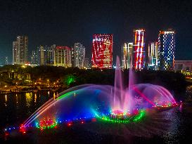 Fountain Color Celebrate The National Day